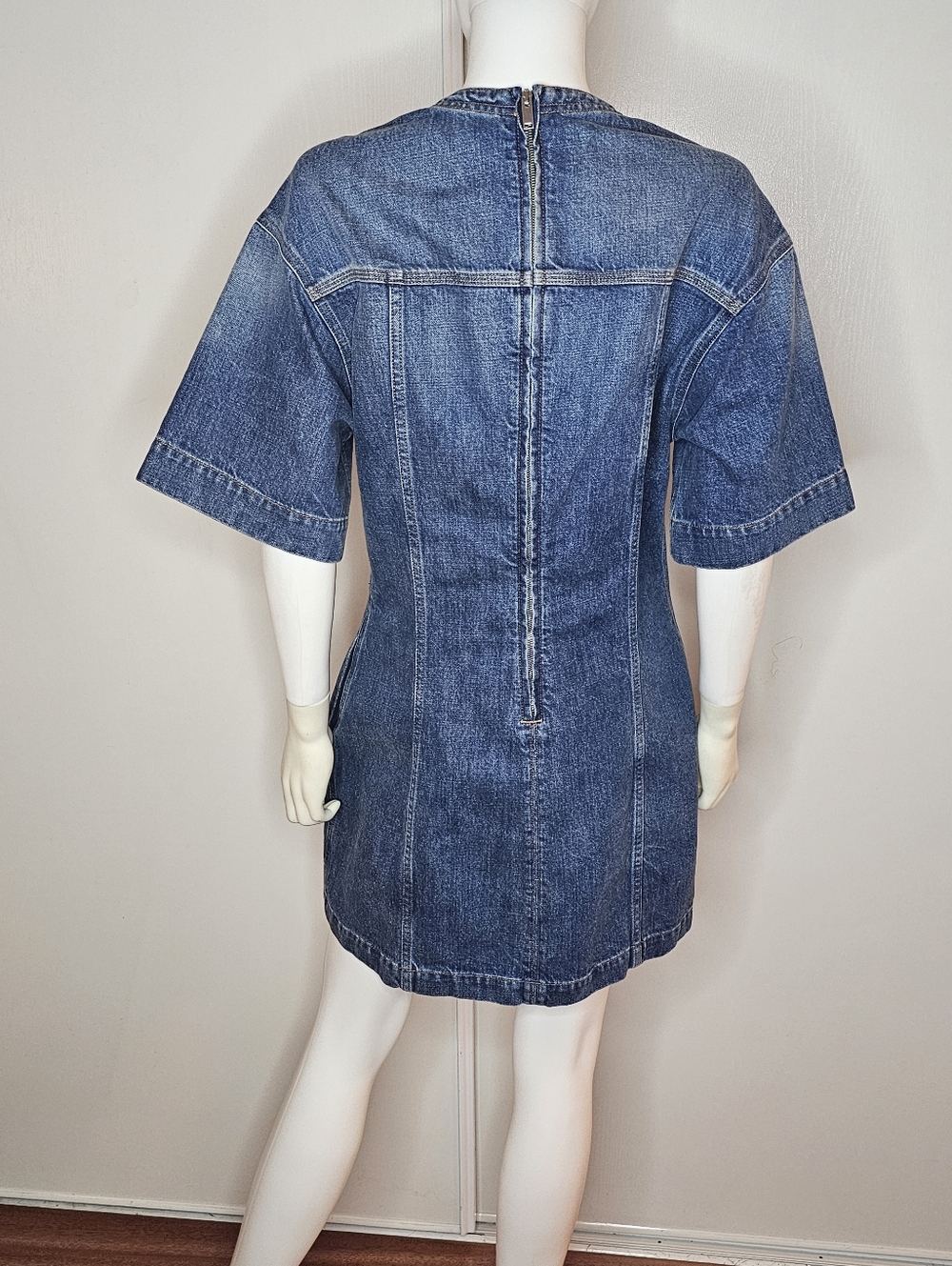 Stella McCartney Lace-Up Dark Blue Denim Mini Dress Size L Made In Italy - Picture 4 of 8